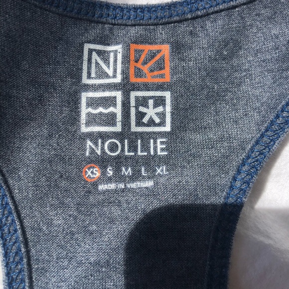 Blue and White Halter Back Tank Top - Picture 4 of 4